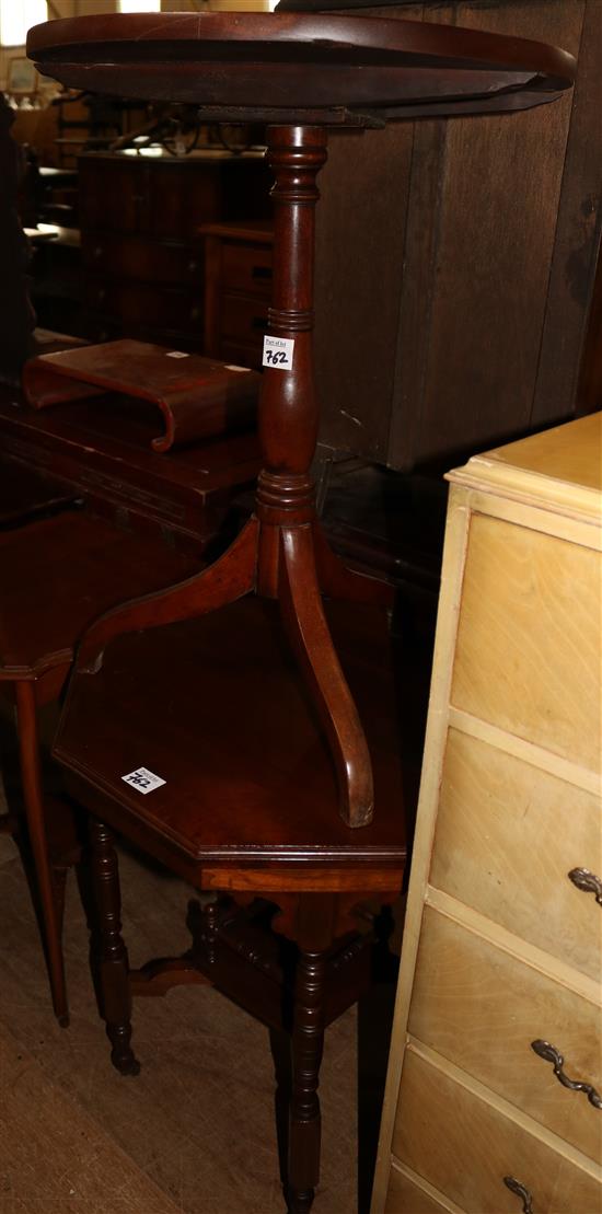 2 occasional tables, tripod table & inlaid corner occasional table